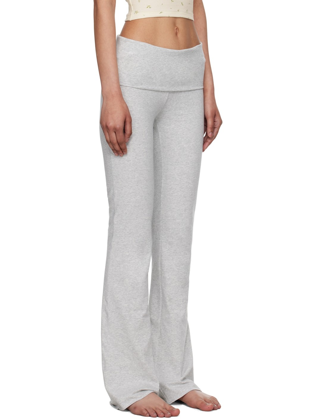 Gray Cotton Jersey Foldover Lounge Pants - 3