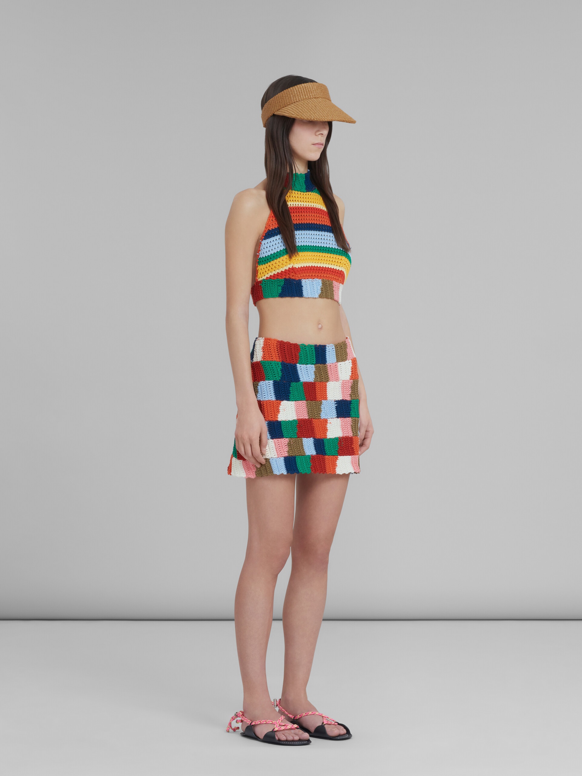 MARNI X NO VACANCY INN - MULTICOLOUR COTTON-KNIT SHORT SKIRT - 5
