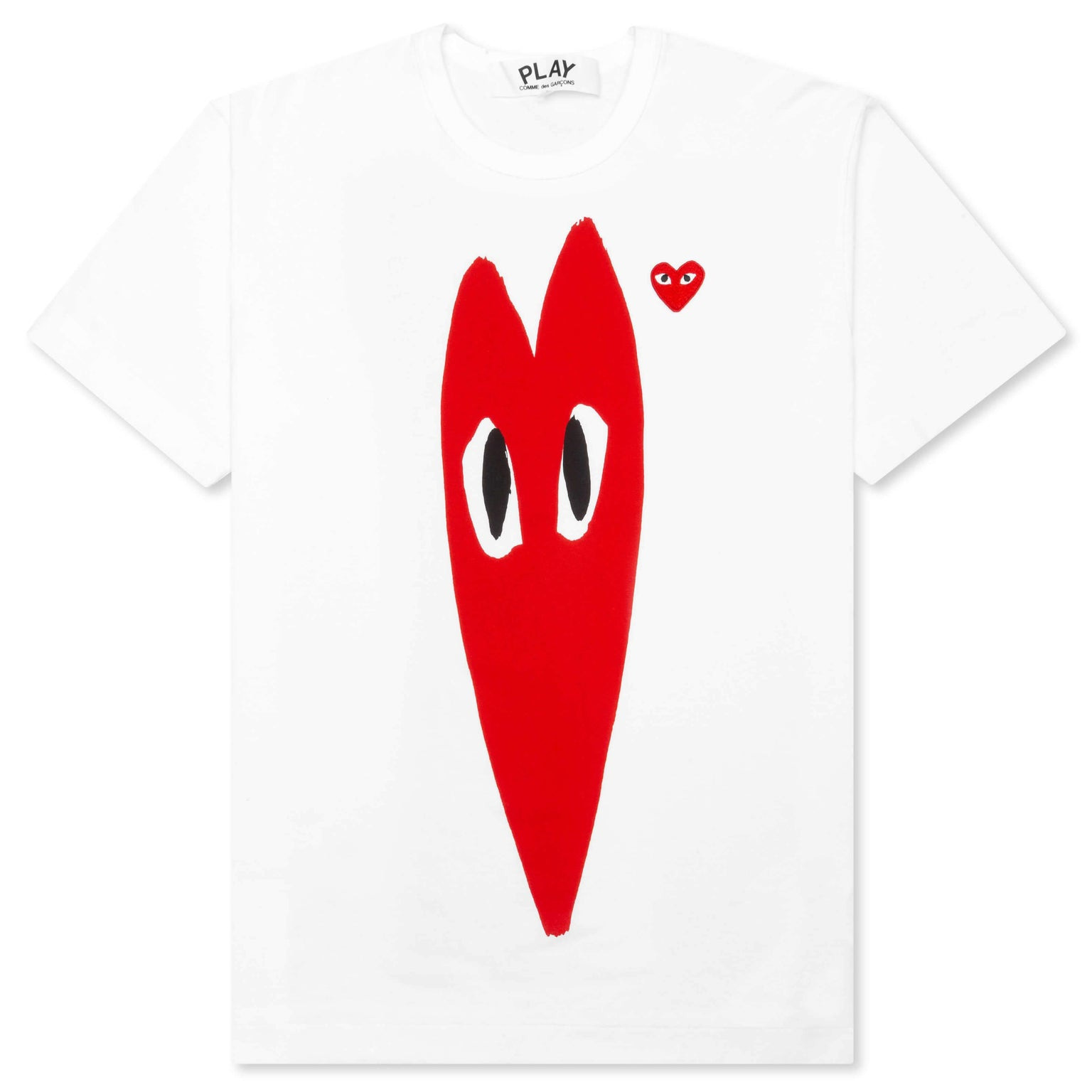 COMME DES GARCONS PLAY RED EMBLEM LONG HEART T-SHIRT - WHITE - 1