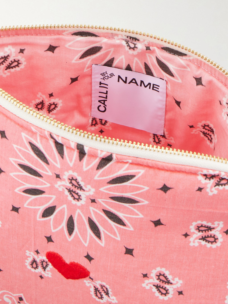 Coeur Vanity Embroidered Bandana-print Cotton Pouch 4