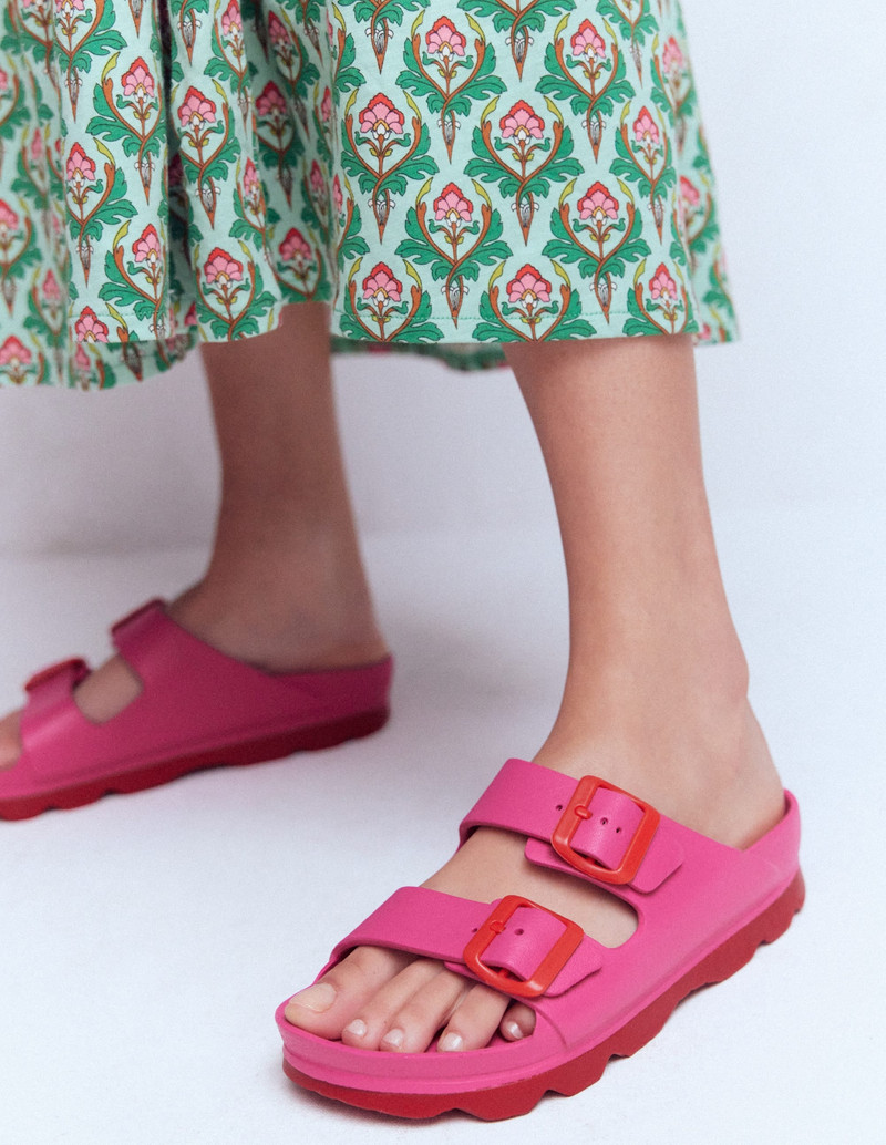 BODEN Lyla Double Buckle Sliders-Pink/Red outlook