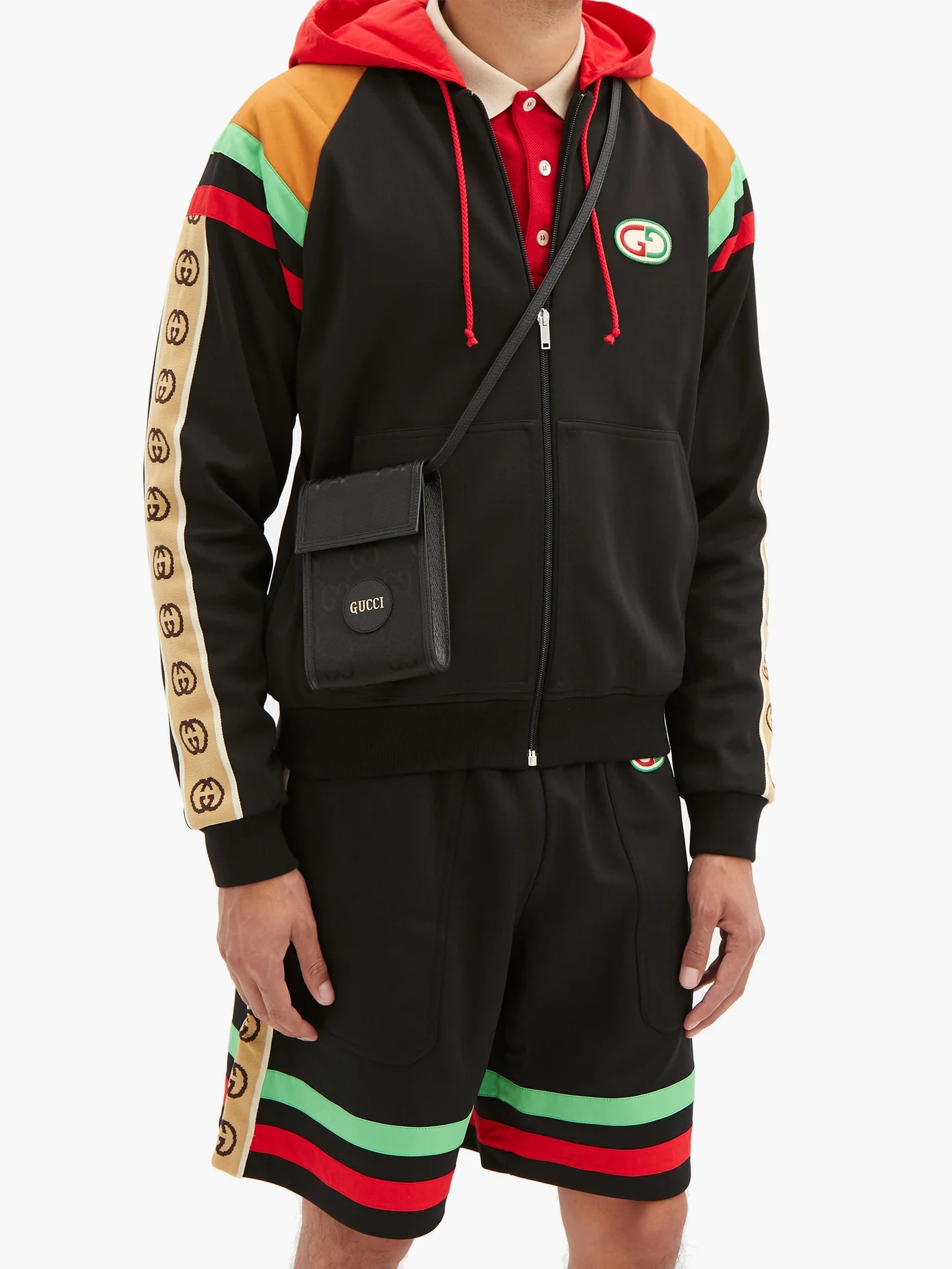 GG-patch Web-stripe hooded bomber jacket - 2