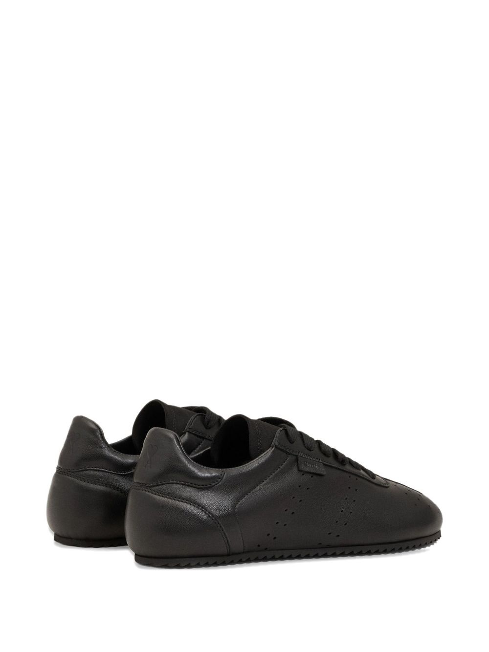 perforated leather lace-up sneakers - 3