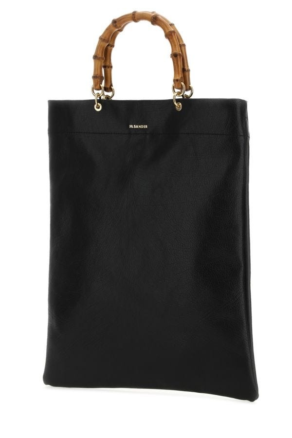 JIL SANDER Black Leather Medium Shopping Bag - 2