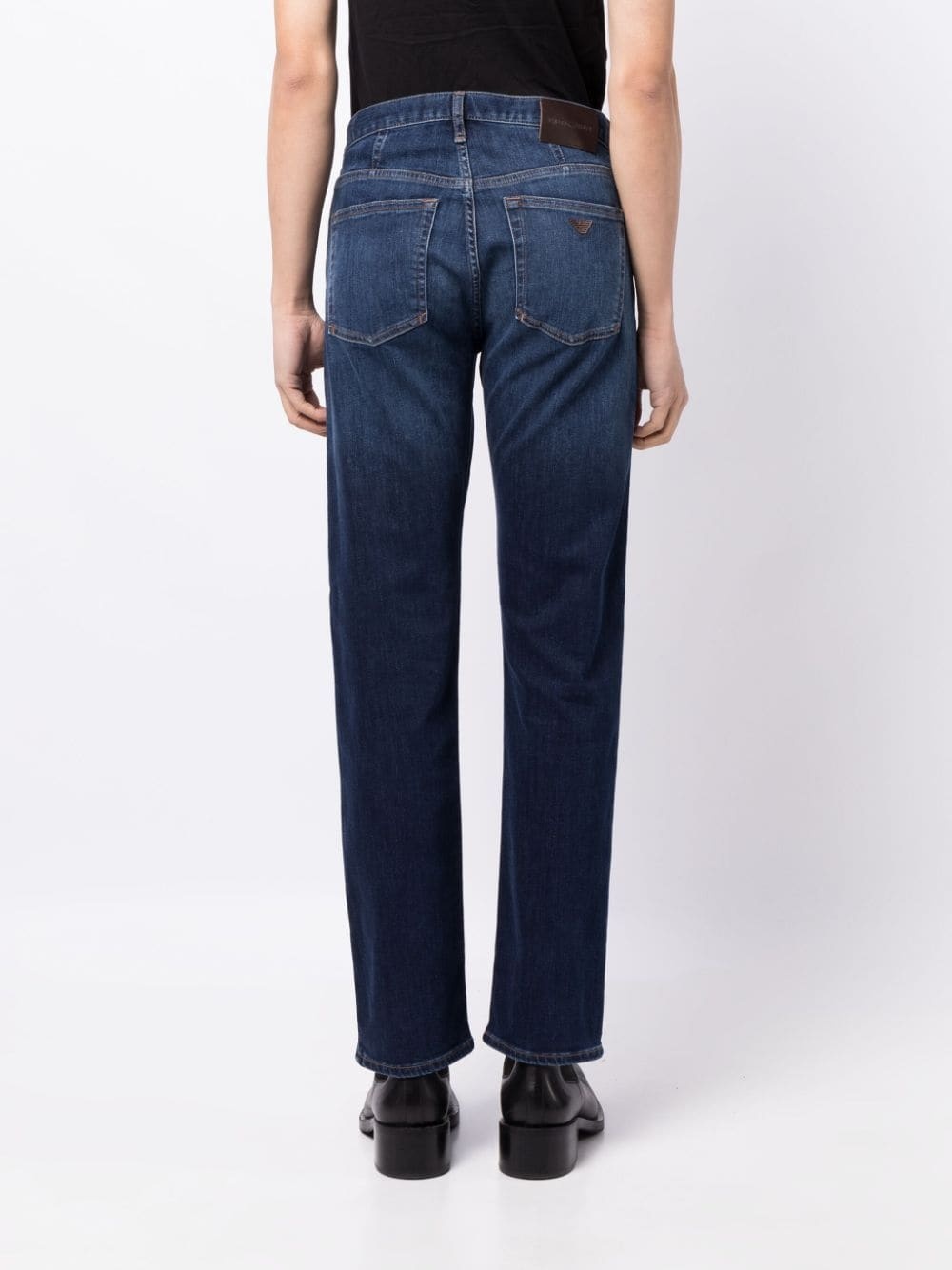 logo-patch cotton tapered jeans - 4