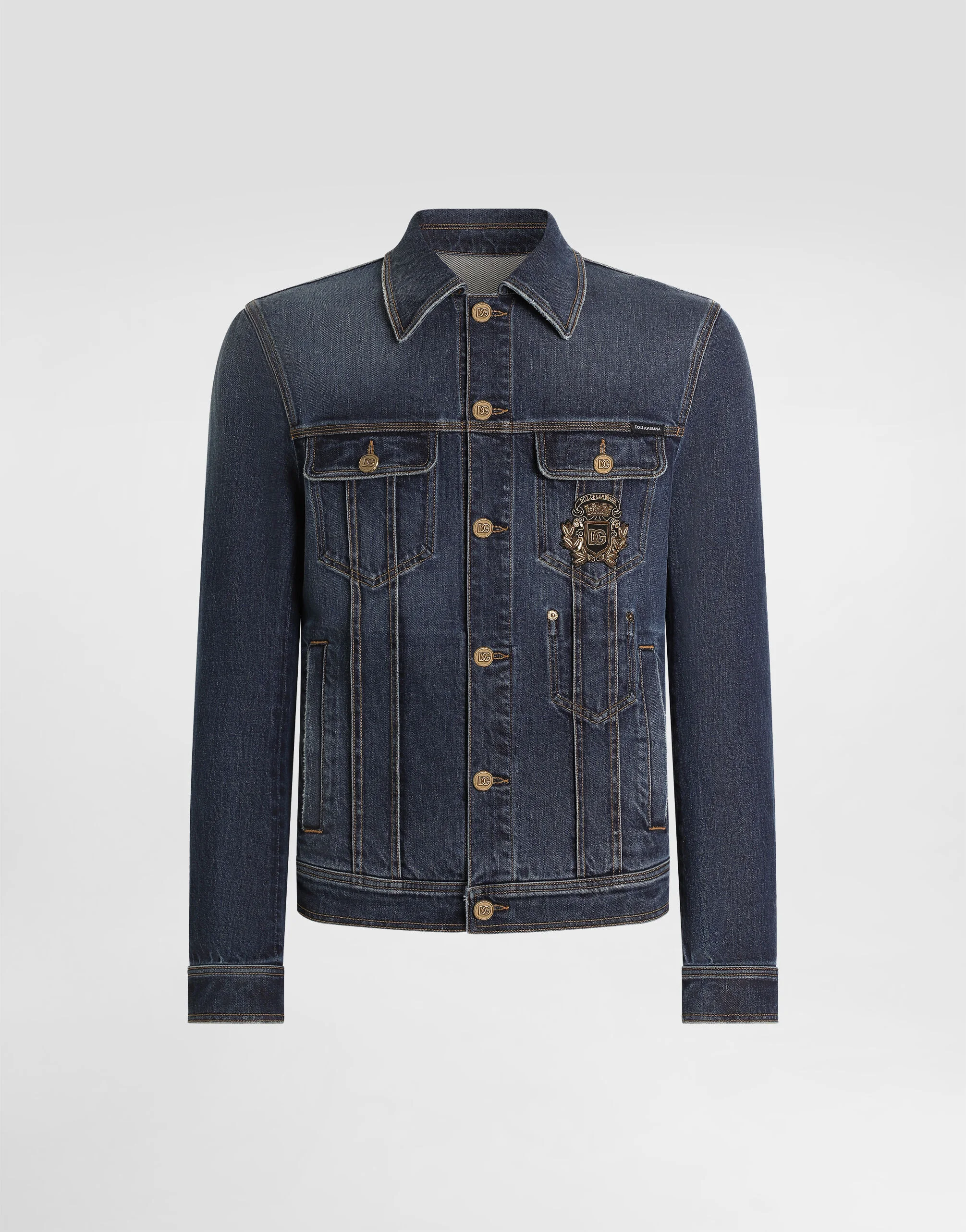 Denim jacket with logo patch - 1