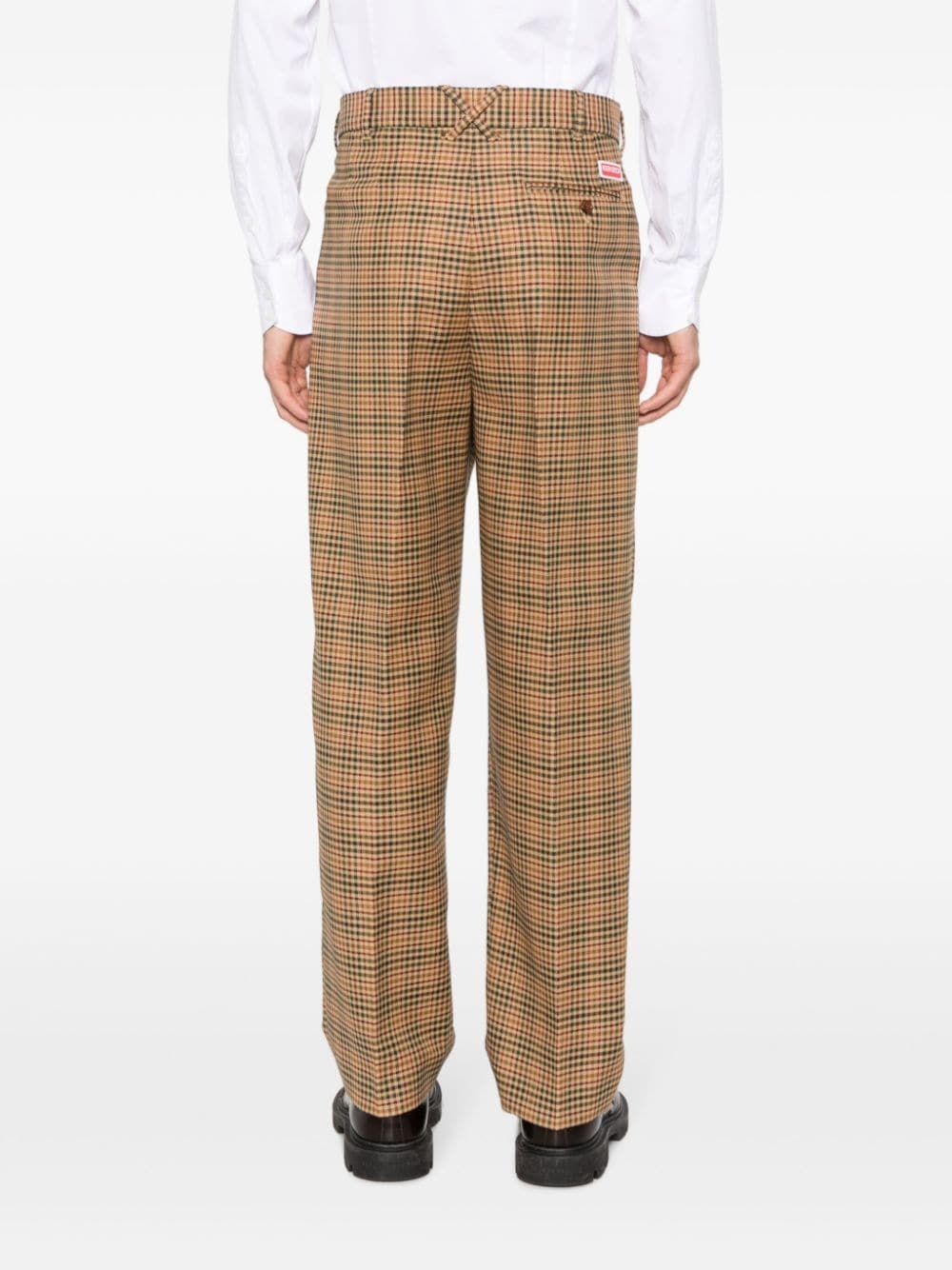 checkered pleated tailored trousers - 4