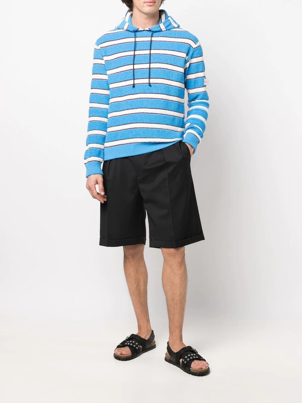 terry-cloth effect striped hoodie - 2