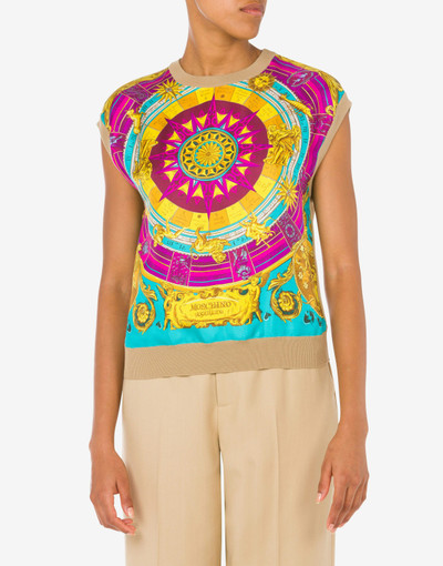Moschino SCARF PRINT KNITTED AND SILK TWILL TOP outlook