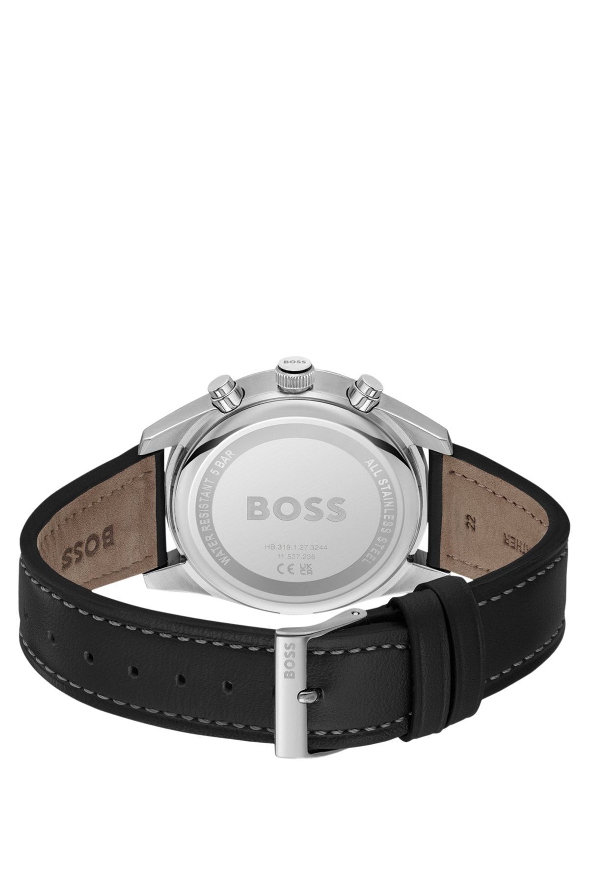 PILOT-INSPIRED CHRONOGRAPH WATCH WITH BLACK LEATHER STRAP - 3