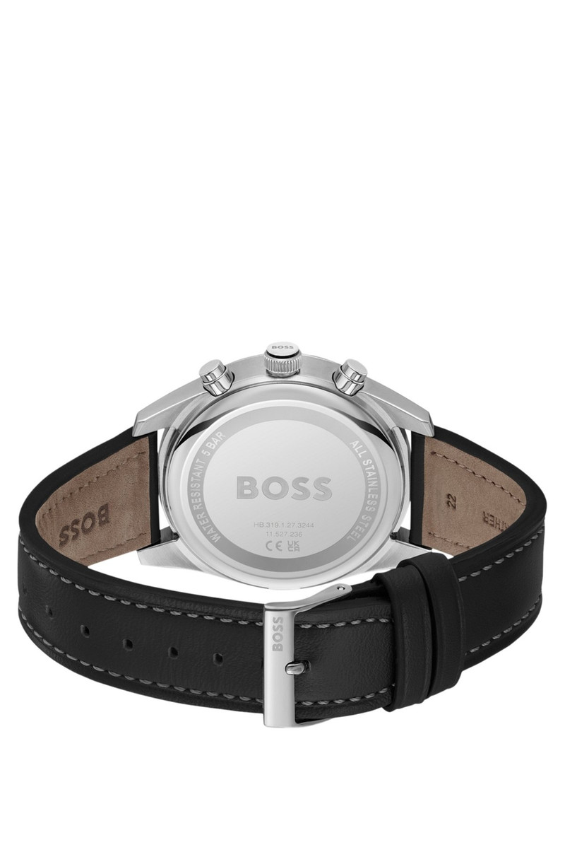 PILOT-INSPIRED CHRONOGRAPH WATCH WITH BLACK LEATHER STRAP 3