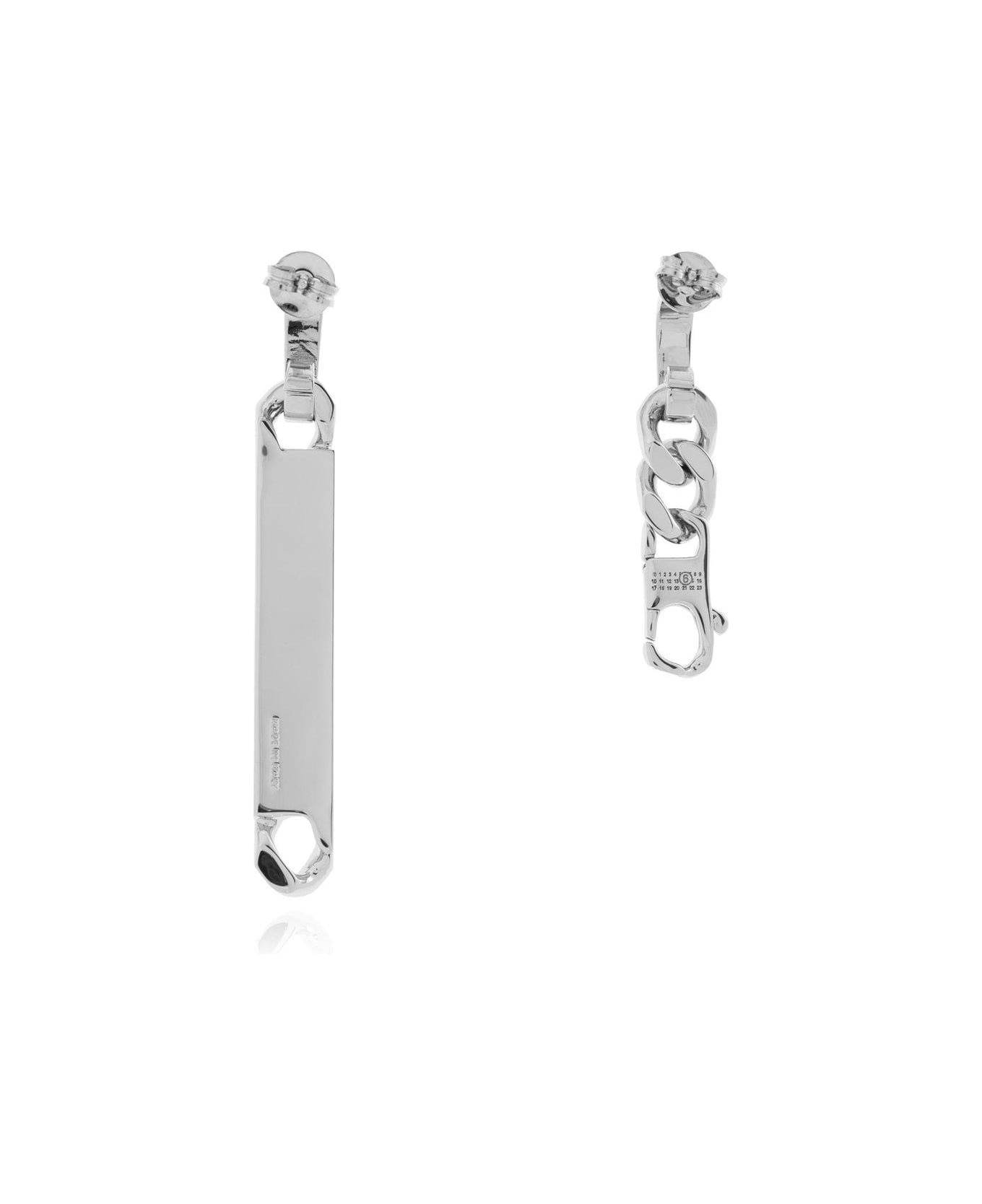 Numeric Engraved Asymmetric Earrings - 2