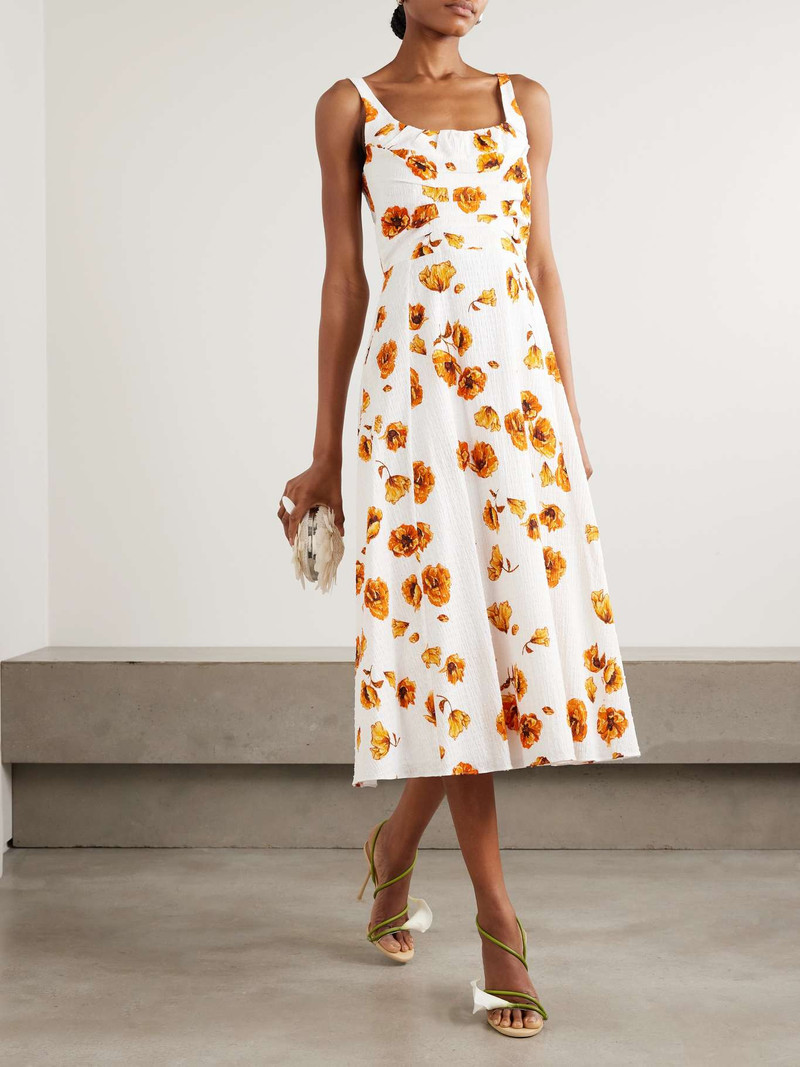 【EMILIA WICKSTEAD】在庫わずか☆ベルギープリーツミディドレス EMILIA WICKSTEAD Corey off-the-shoulder floral-print faille