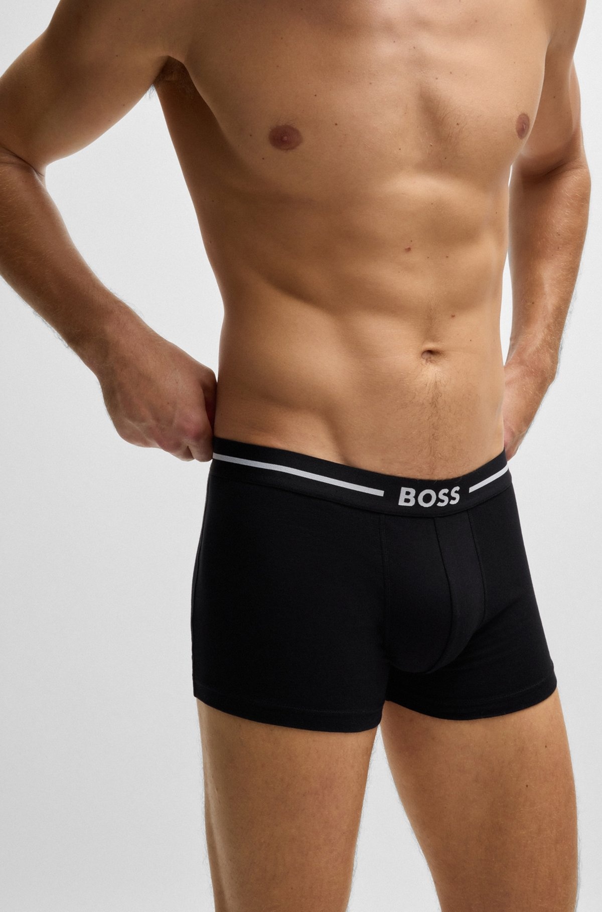 THREE-PACK OF STRETCH-COTTON TRUNKS WITH LOGO WAISTBANDS - 4