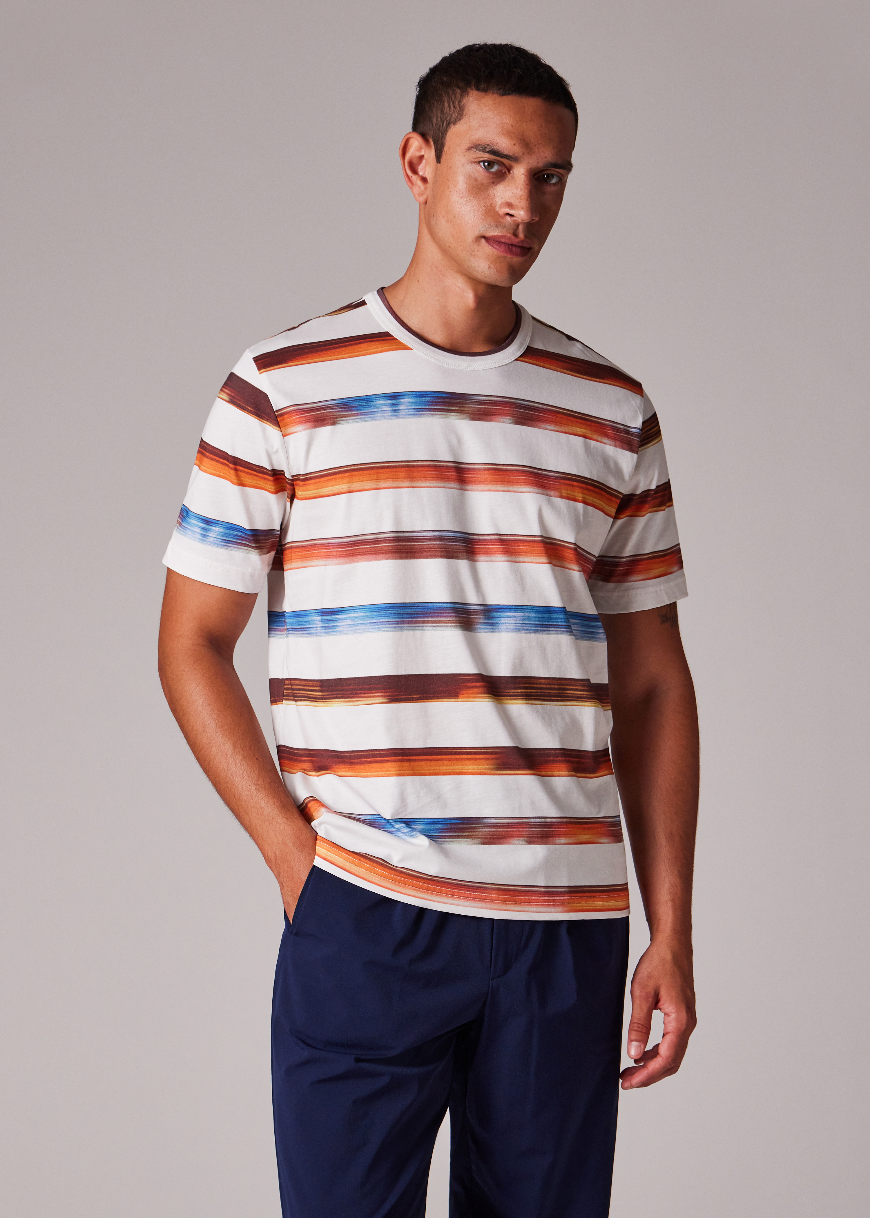 White 'Digital Stripe' T-Shirt - 5