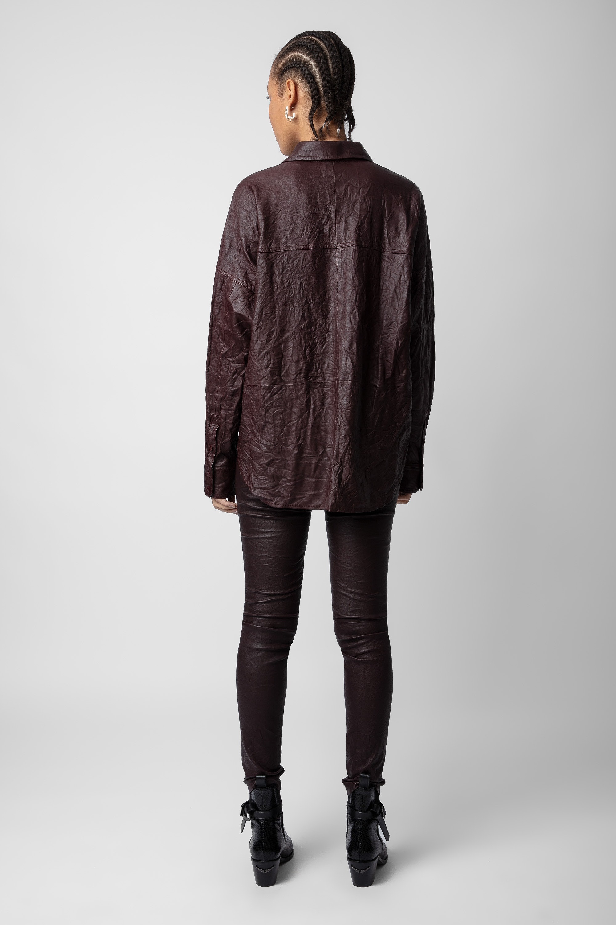 Tamara Crinkled Leather Shirt - 5