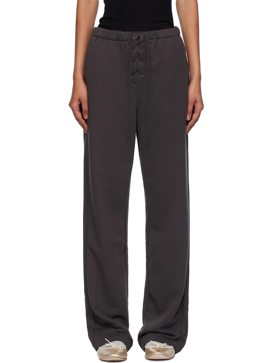 Gray Lace Up Lounge Pants - 1