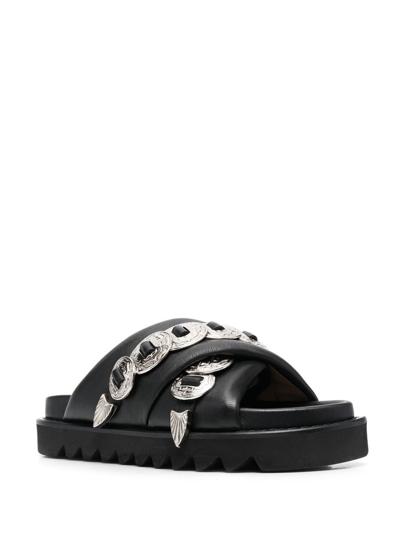 TOGA PULLA disc-embellished chunky slides outlook
