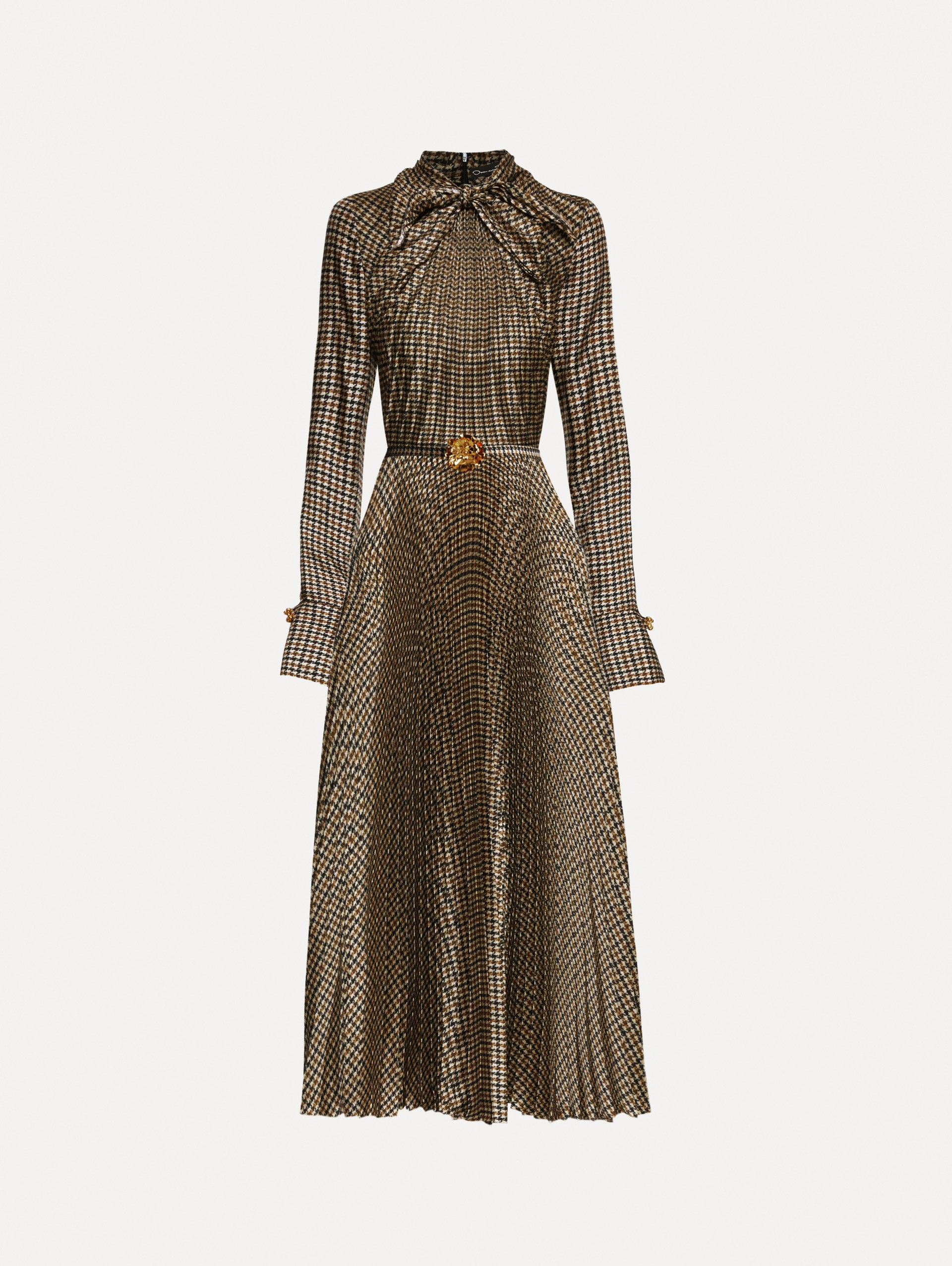 PIED DE POULE TIE-NECK DRESS - 1