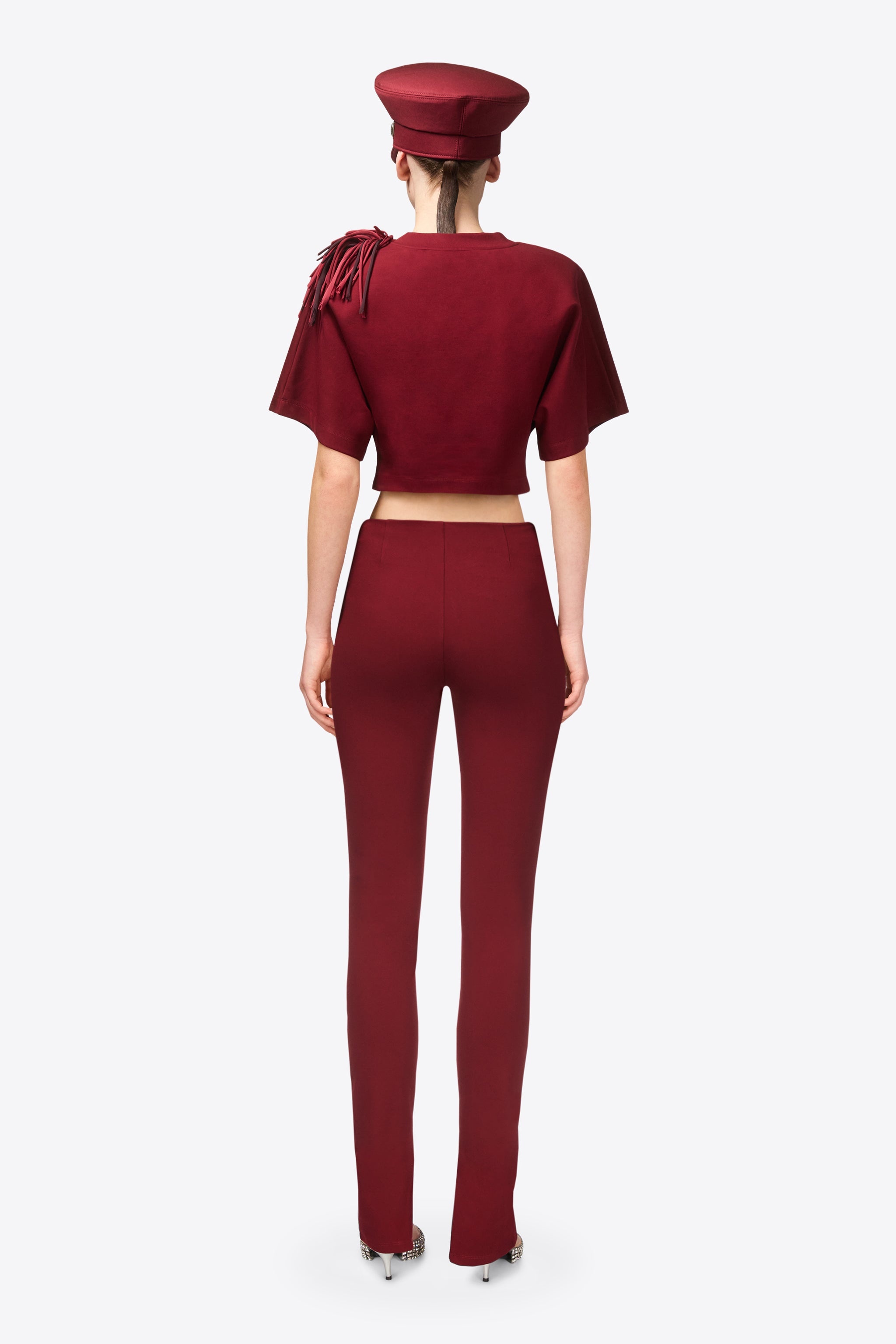 FRINGE BROOCH CROPPED T-SHIRT - 4