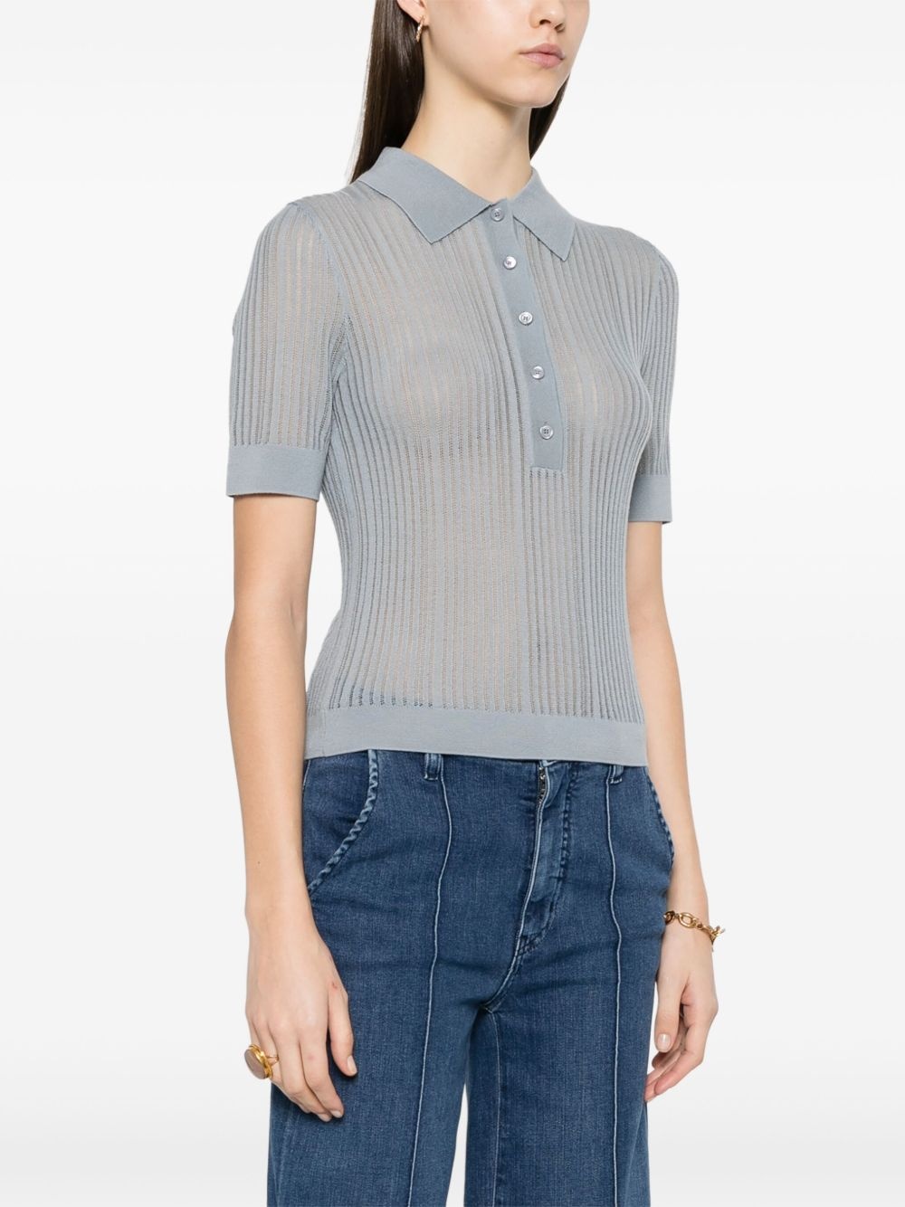 ribbed polo shirt - 3