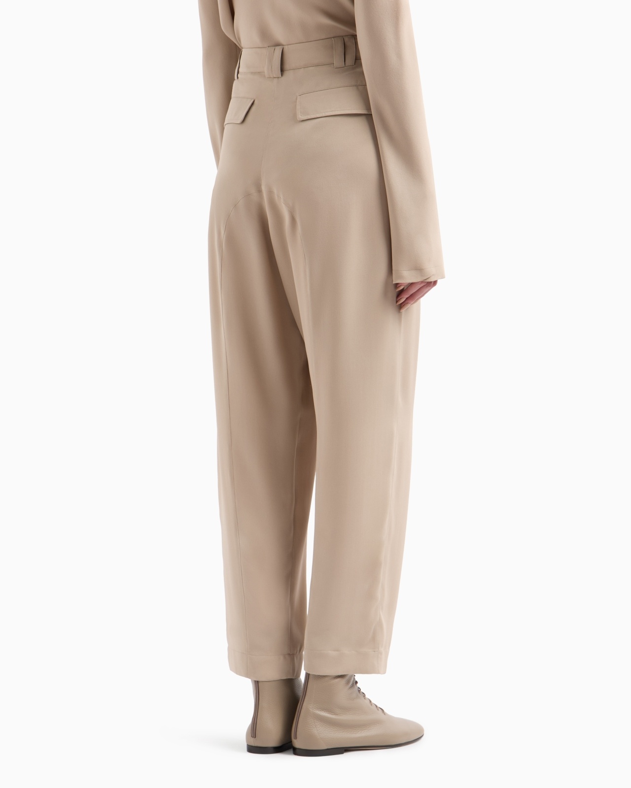 TRIPLE SILK GEORGETTE STRAIGHT TROUSERS - 3