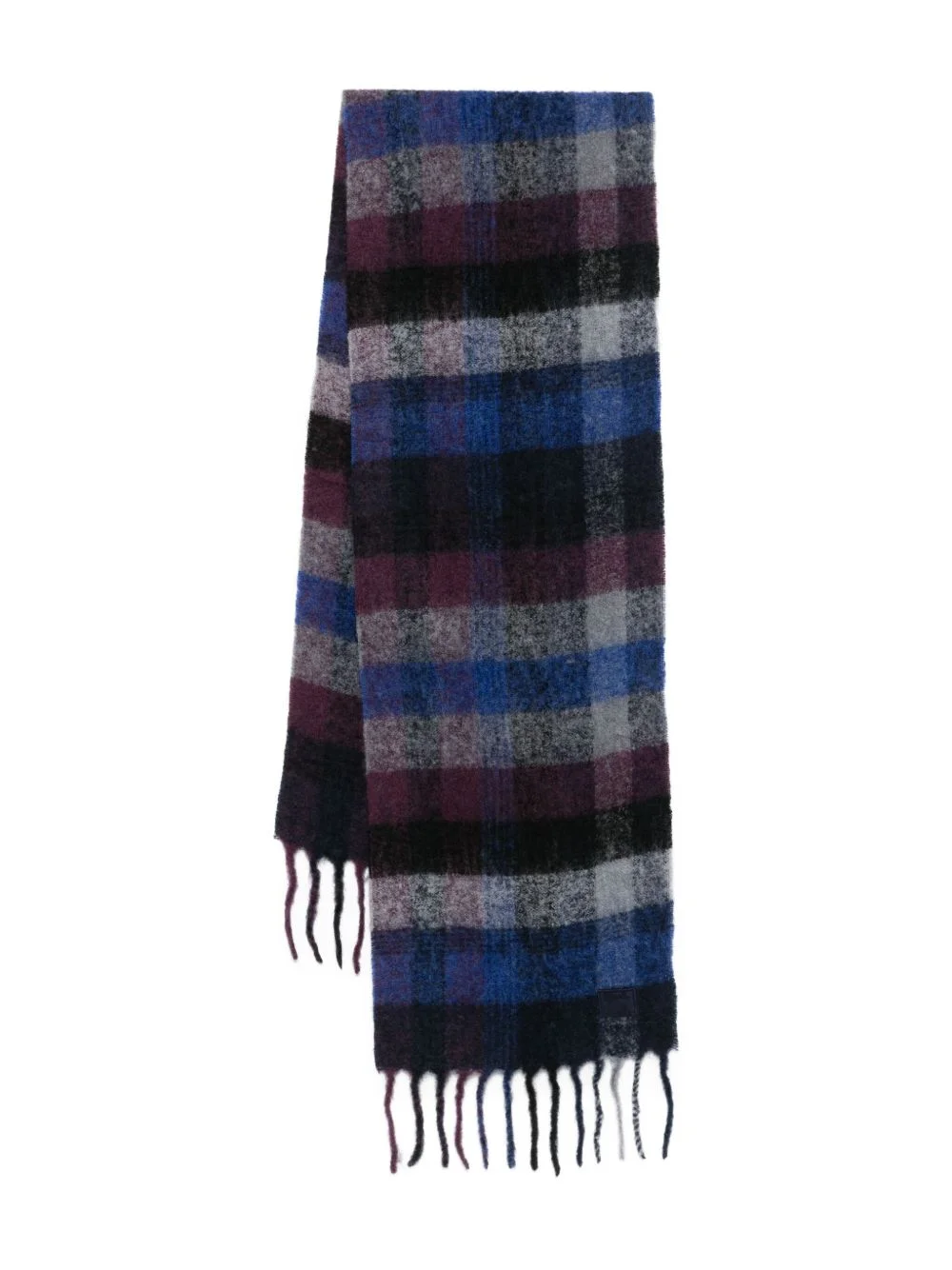 checked fringed scarf - 1