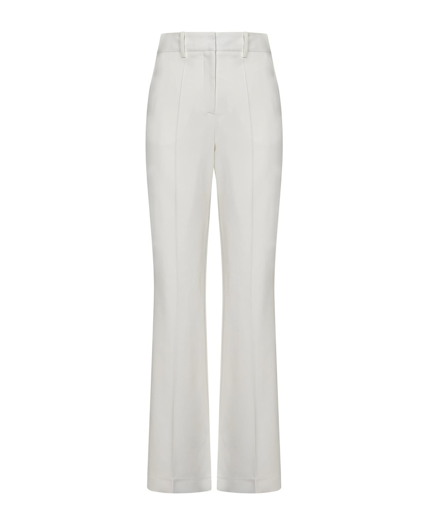 White Viscose Blend Trousers - 1