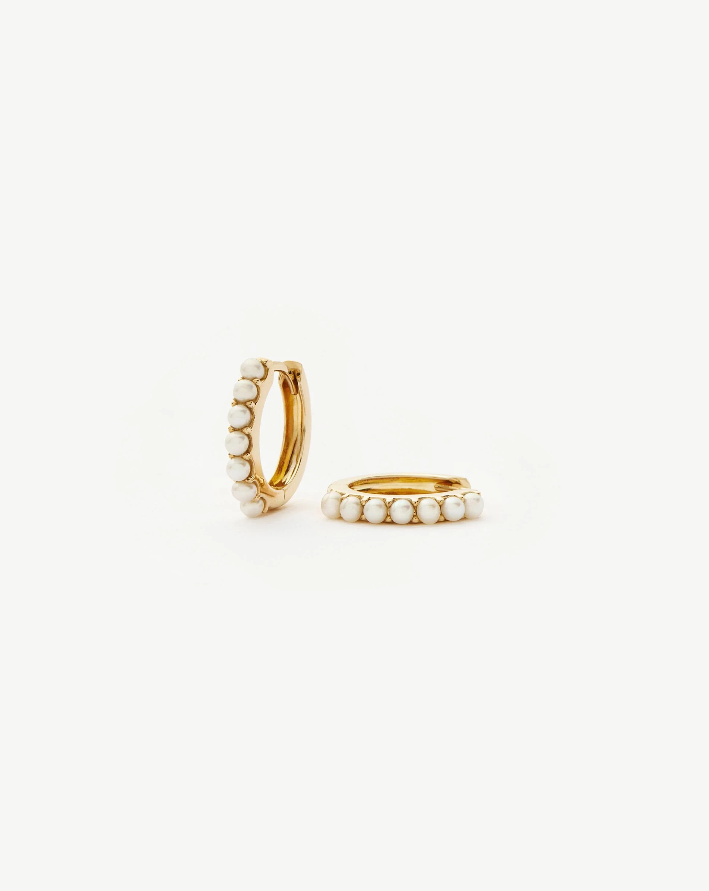 Solid Gold Pearl Huggies - 1