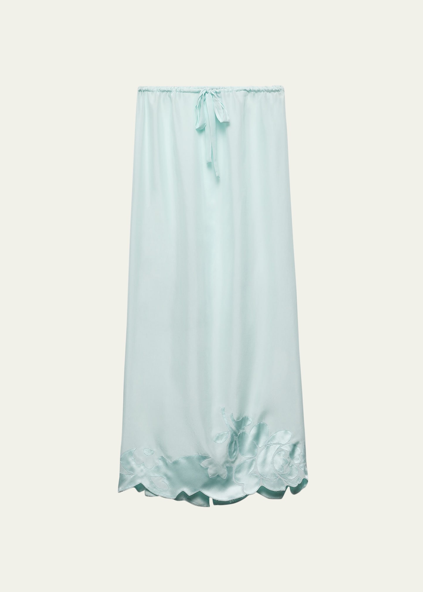 Long Drawstring Peonia Habutai Silk Skirt - 1