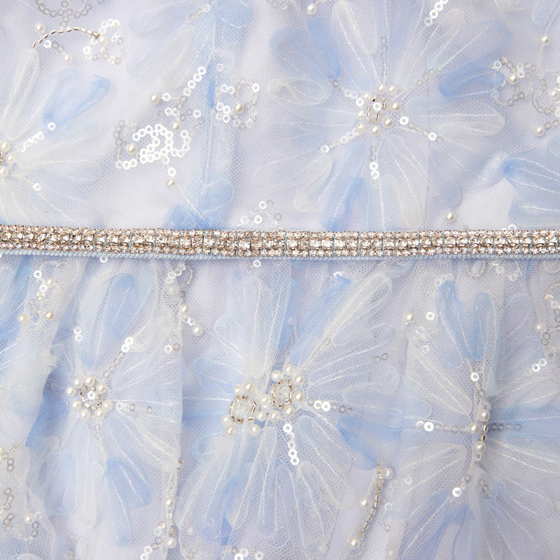 Blue Beaded Sequin Lace Maxi Dress 5