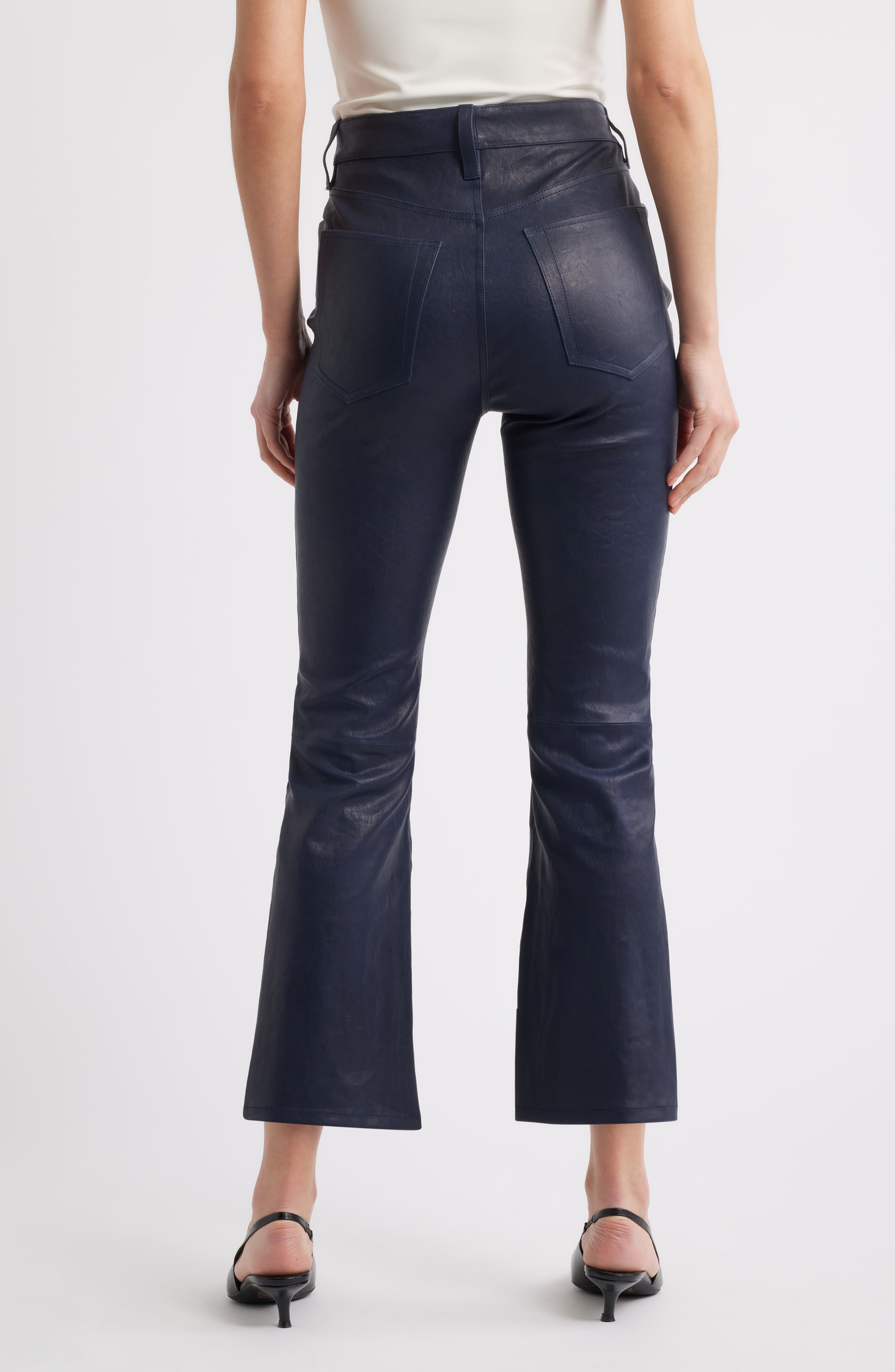 FRAME Le Reboot Crop Leather Pants in Dark Indigo at Nordstrom - 2