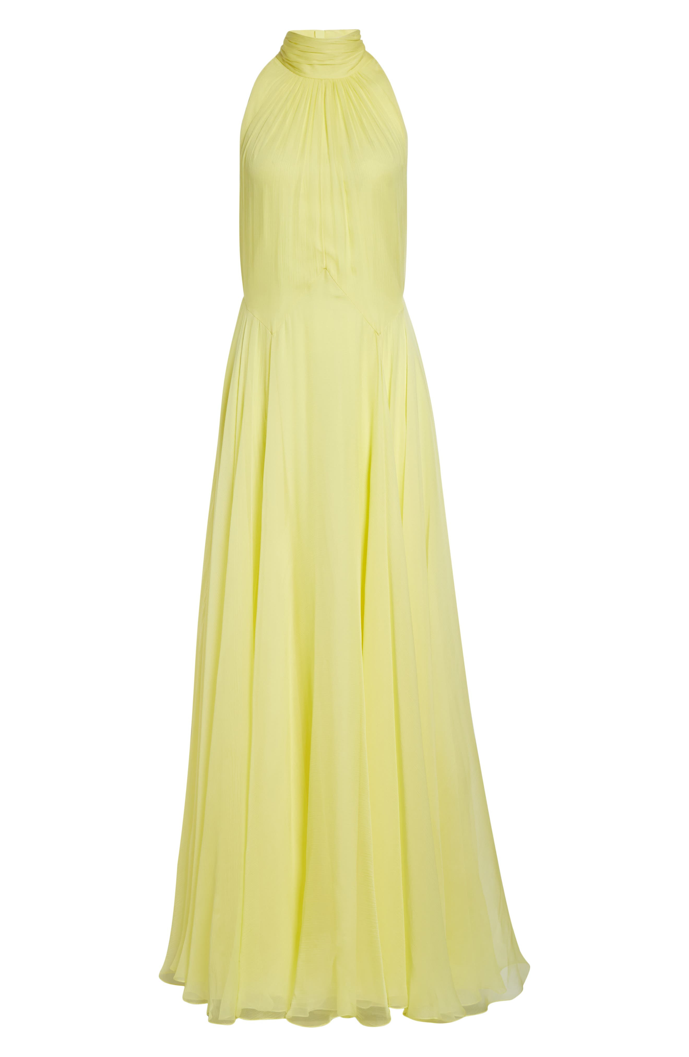 Givenchy Bow Back Pleated Silk Chiffon Gown in Acid Yellow at Nordstrom - 5