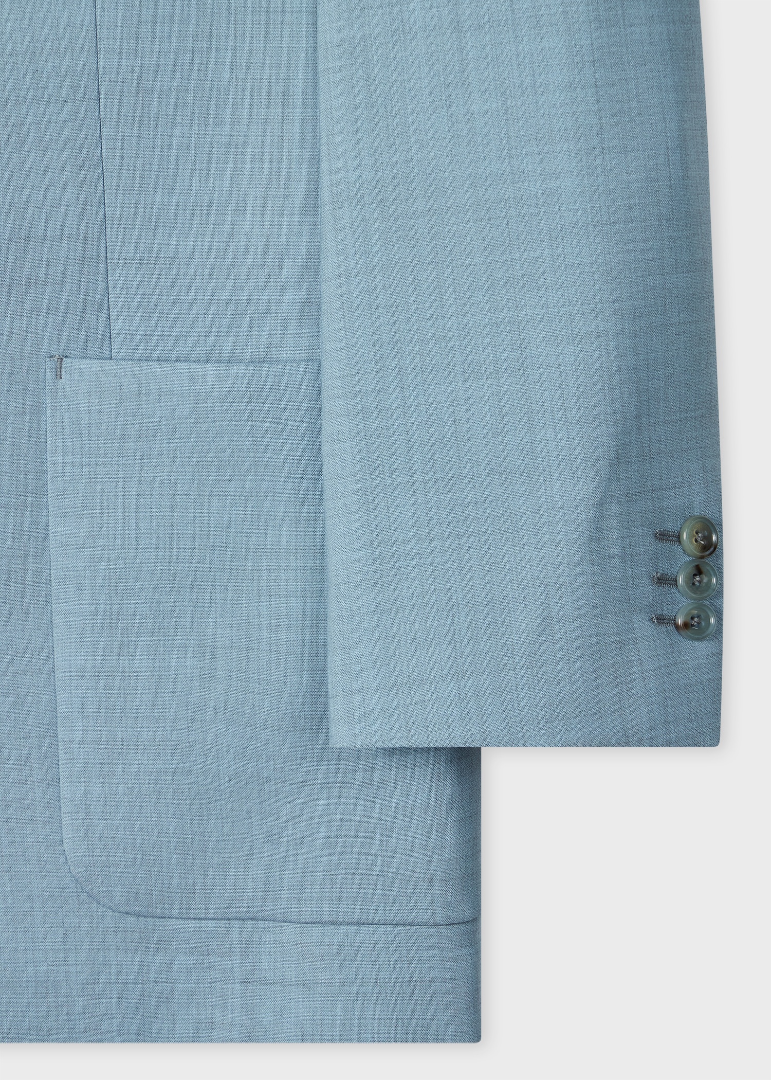 Tailored-Fit Light Blue Overdyed Marl Wool Double-Breasted Blazer - 3