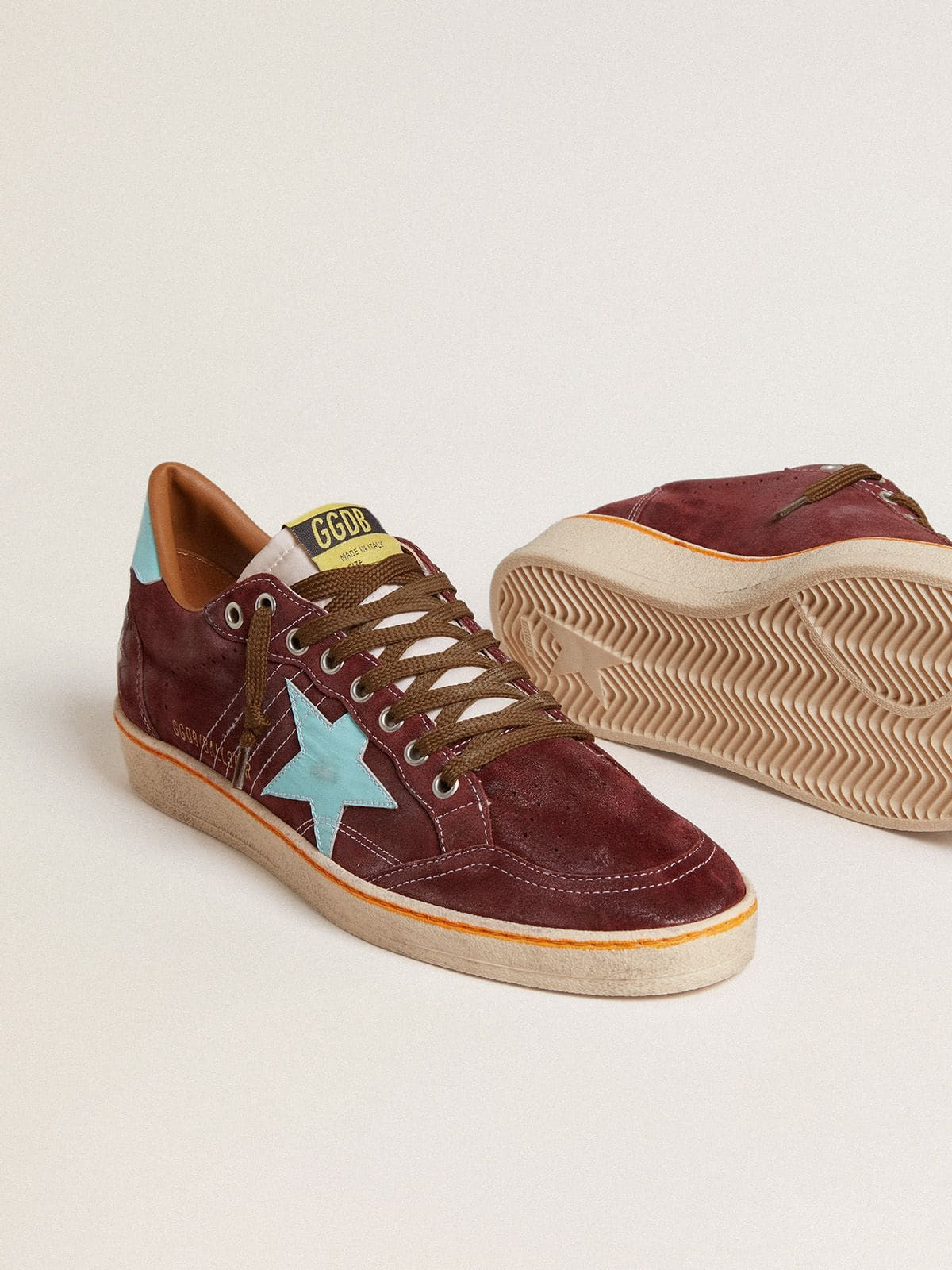 Men’s Ball Star in dark red suede with light blue star and heel tab - 3