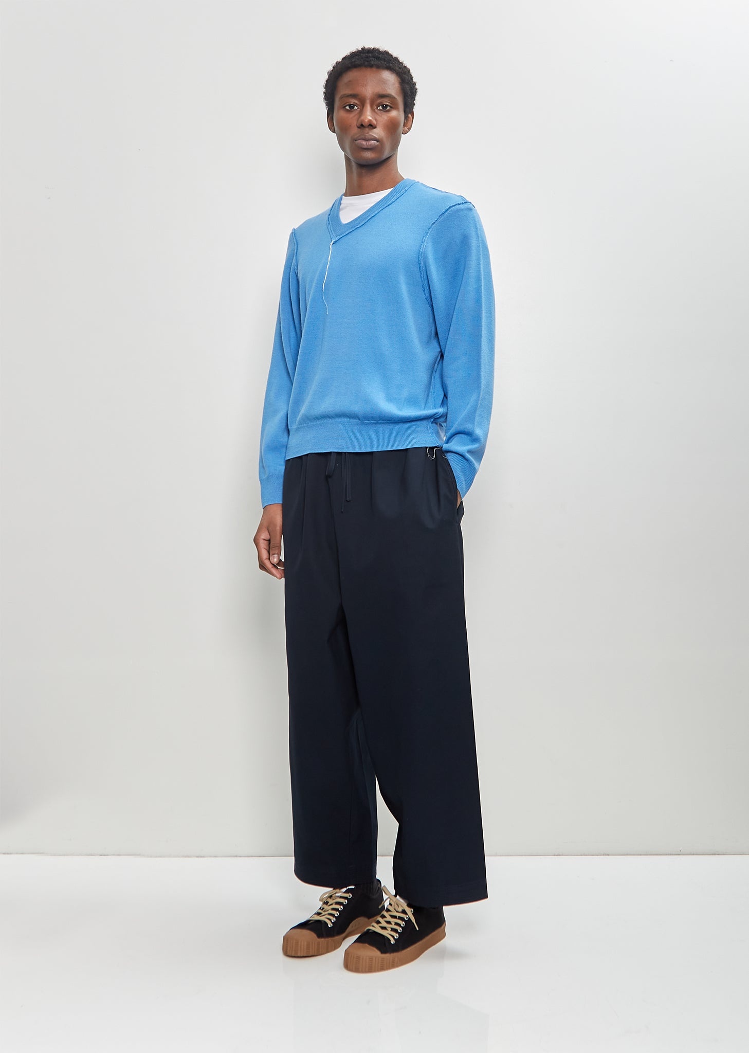 Frankenstein V-Neck Sweater — Blue - 4