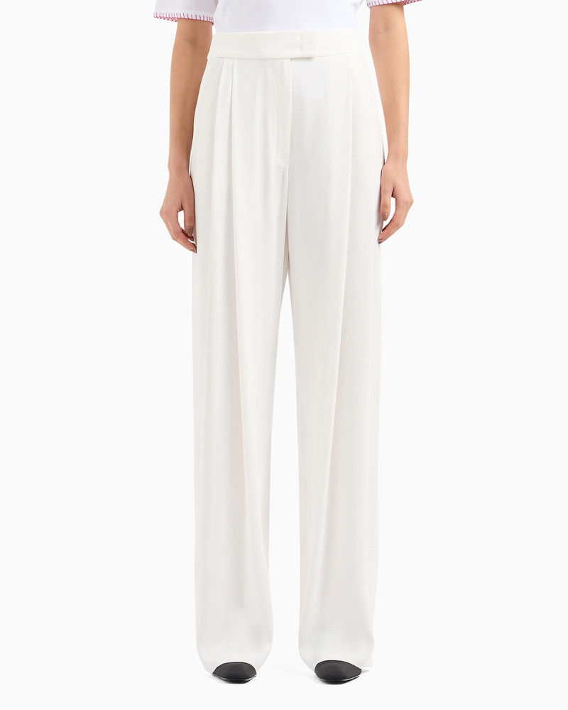EMPORIO ARMANI Envers-satin palazzo trousers with darts outlook