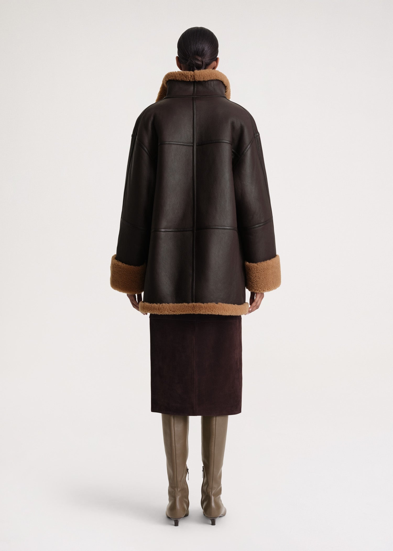 Signature shearling jacket chocolate - 4