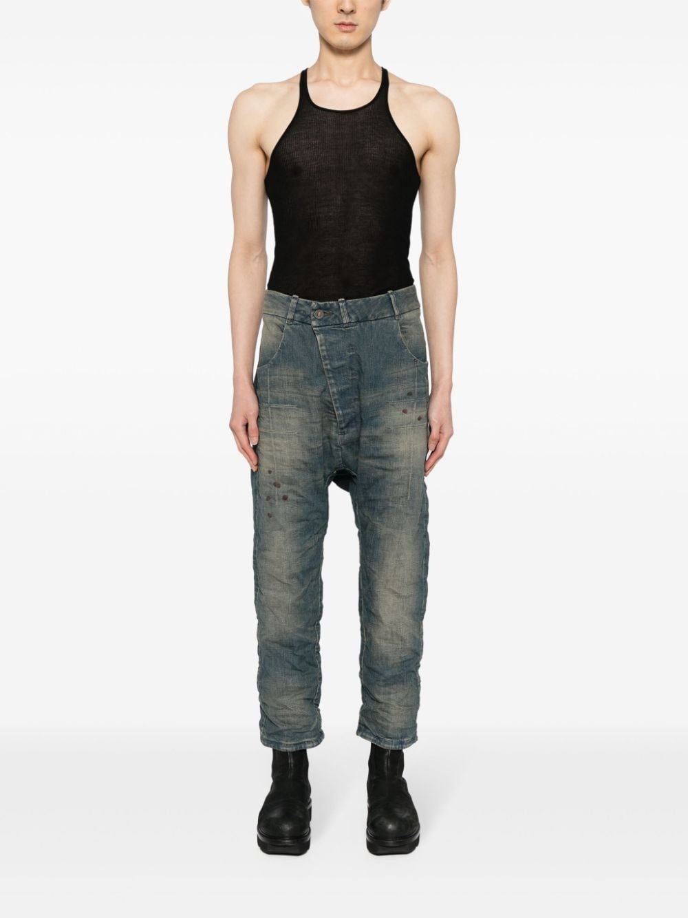 asymmetric drop-crotch jeans - 2