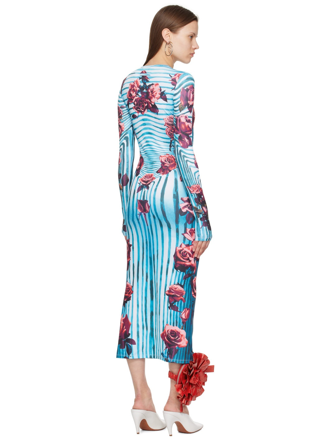 Blue & Red Flower Body Morphing Maxi Dress - 3