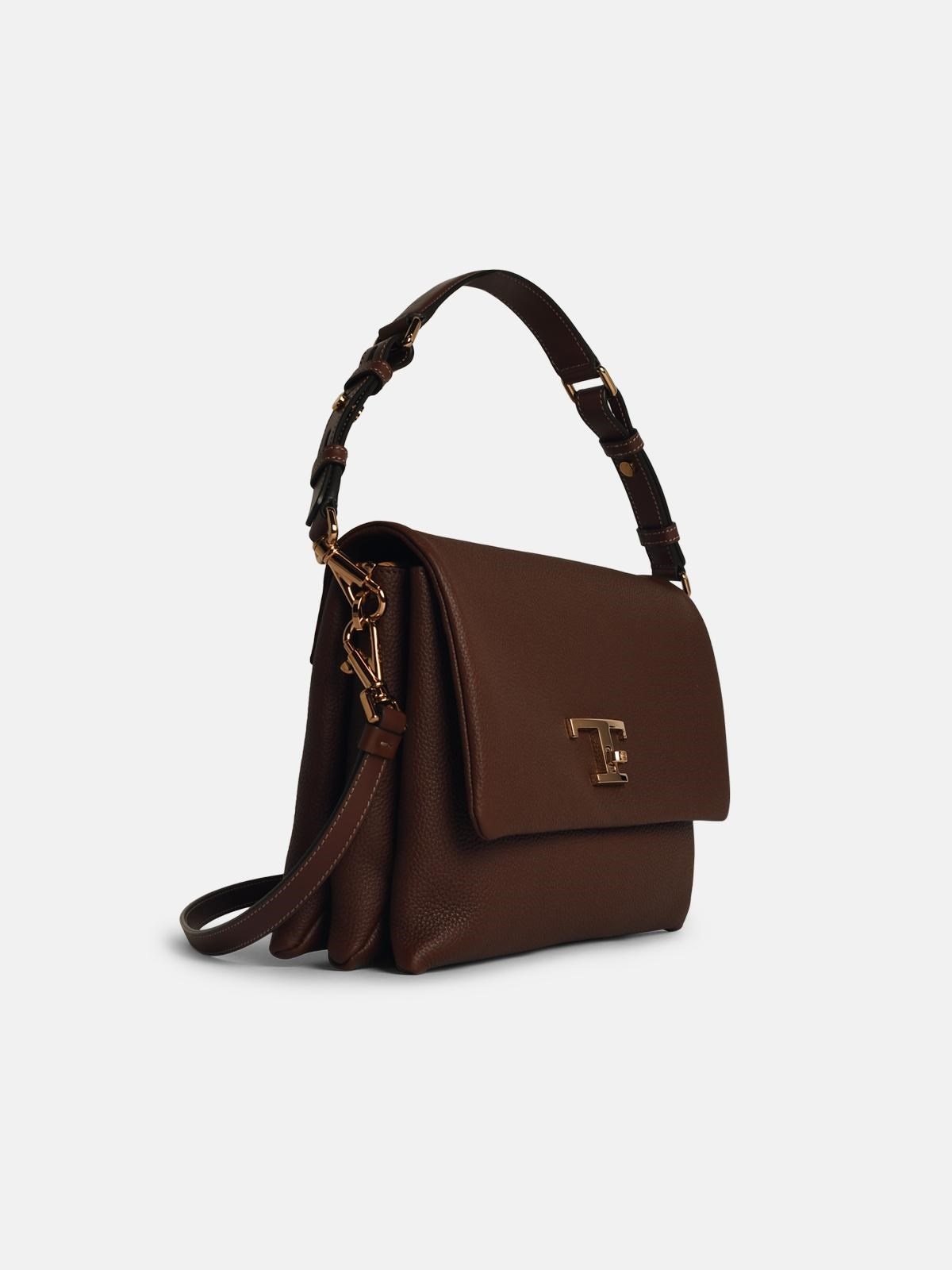 'TIMELESS' MEDIUM BROWN LEATHER CROSSBODY BAG - 2