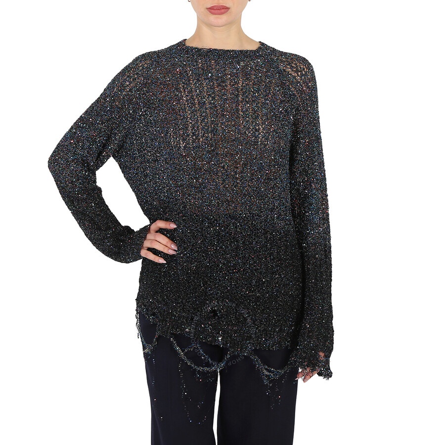 Maison Margiela Ladies Sequinned Distressed Jumper - 3
