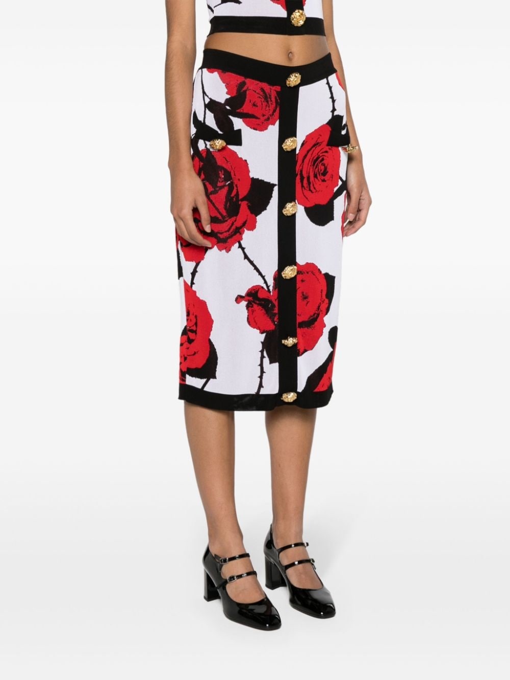 floral-jacquard midi skirt - 3