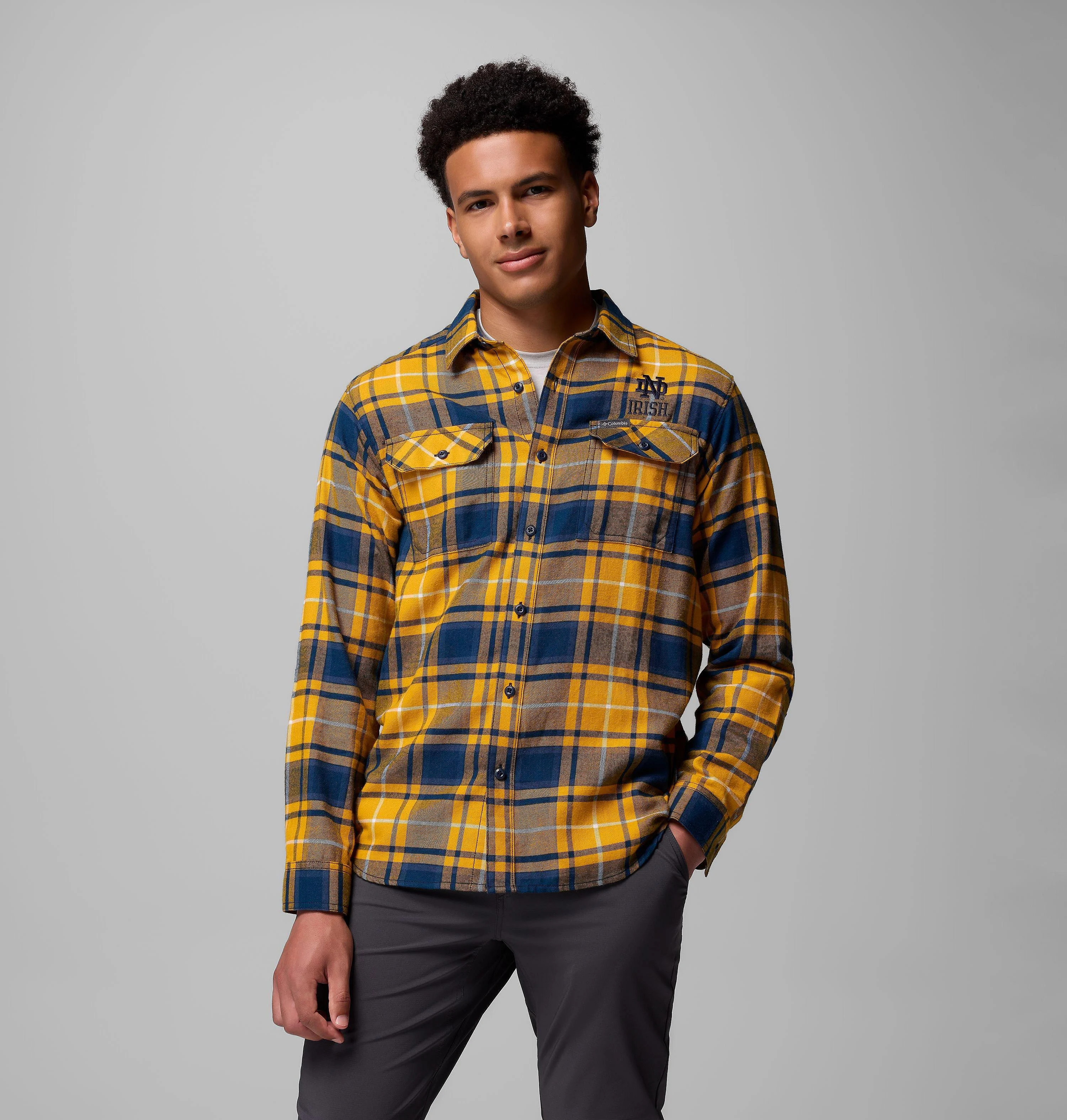 Men's Collegiate Flare Gun Flannel Long Sleeve Shirt - Notre Dame - 1
