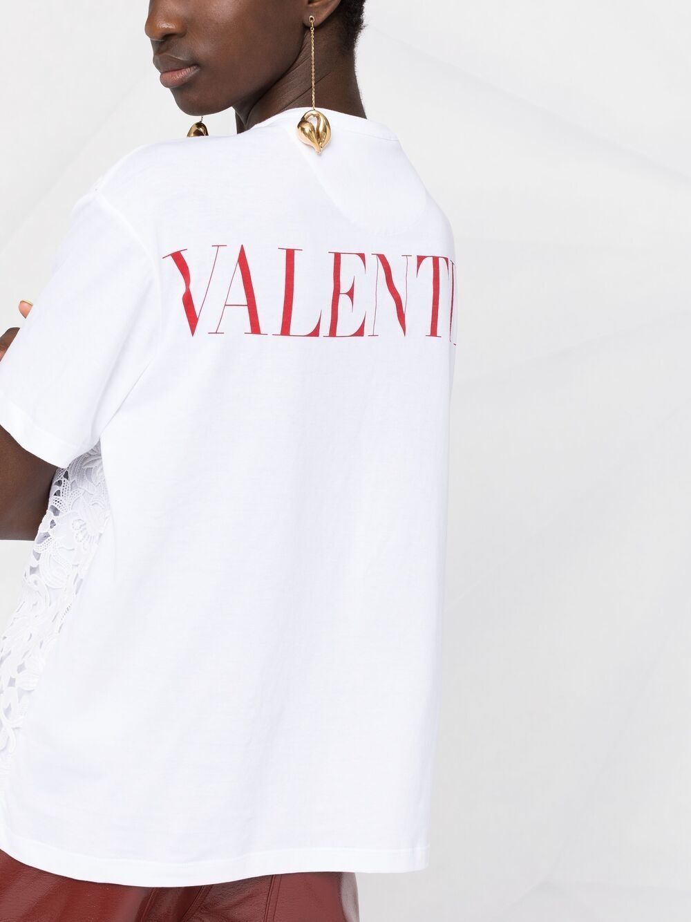 logo-print lace T-shirt - 3