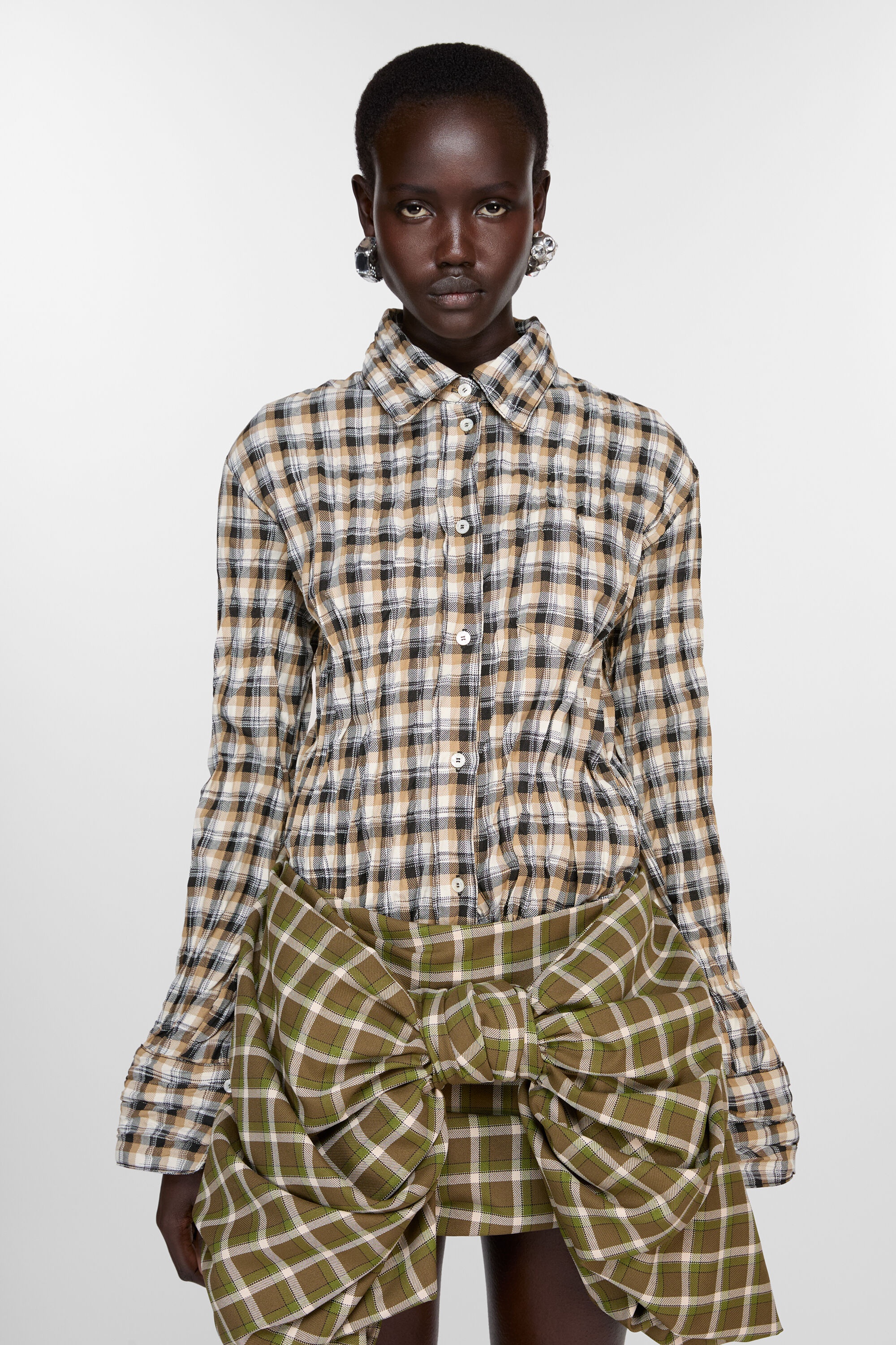 Check button-up shirt - Brown - 2