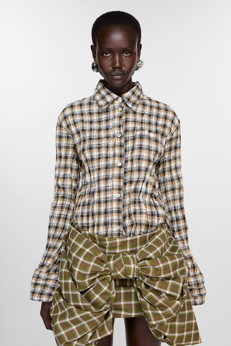Acne Studios Check button-up shirt - Brown outlook