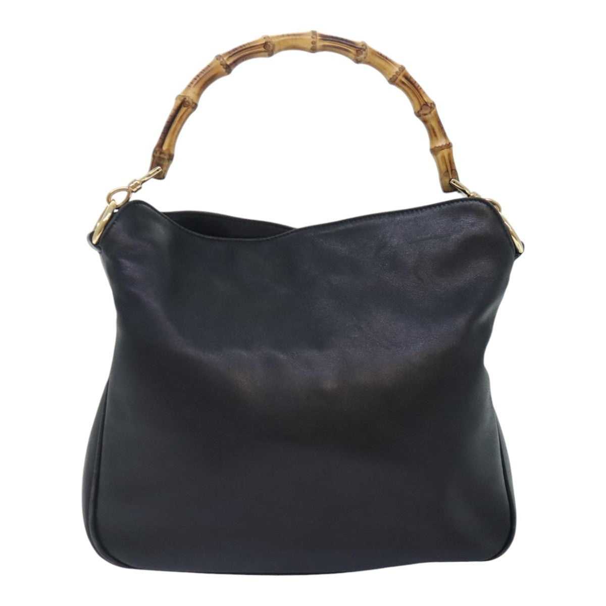 GUCCI Bamboo Hand Bag Leather Black Gold 001 1638 001 1638 - 2