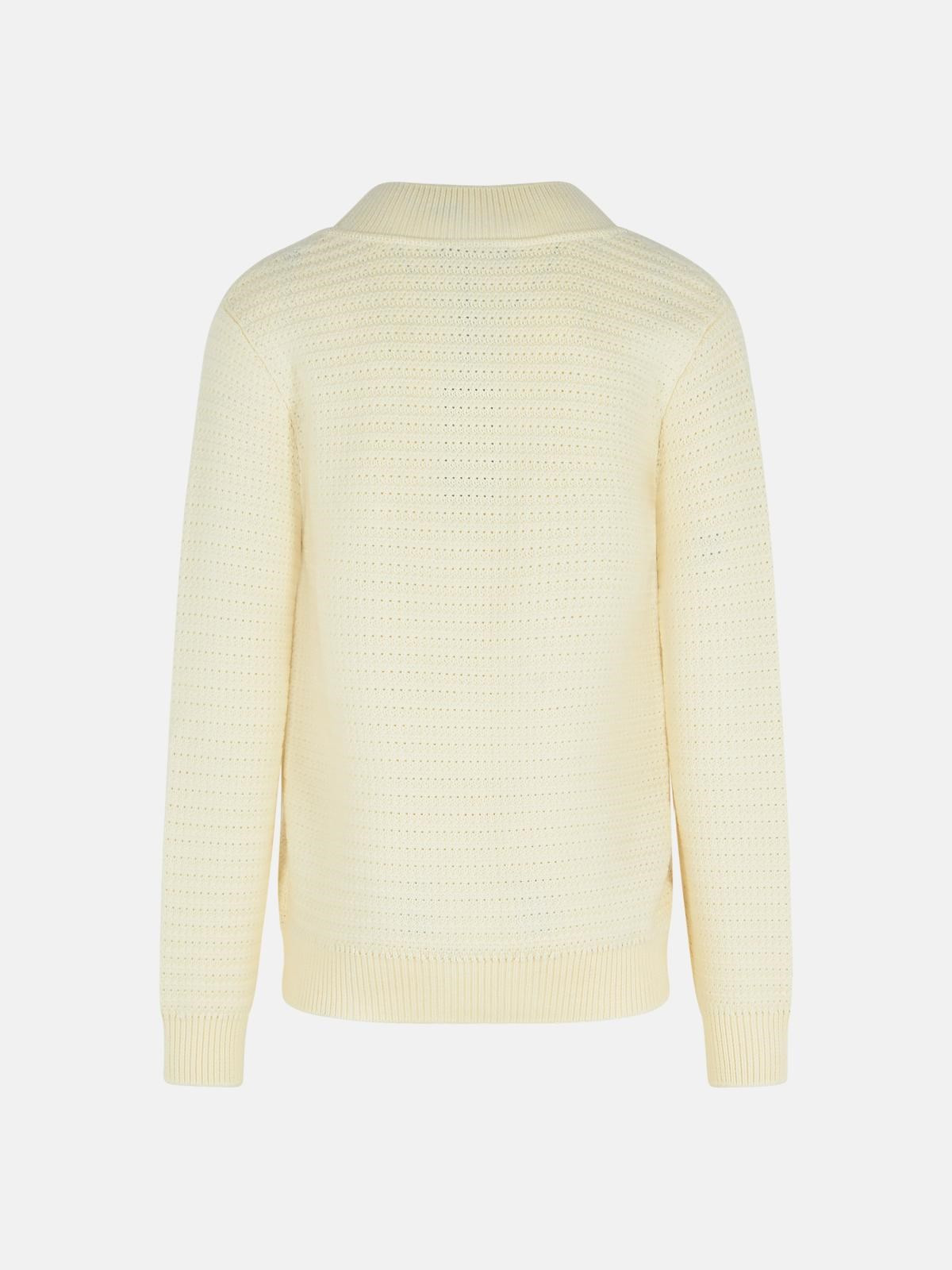 WHITE VIRGIN WOOL SWEATER - 3