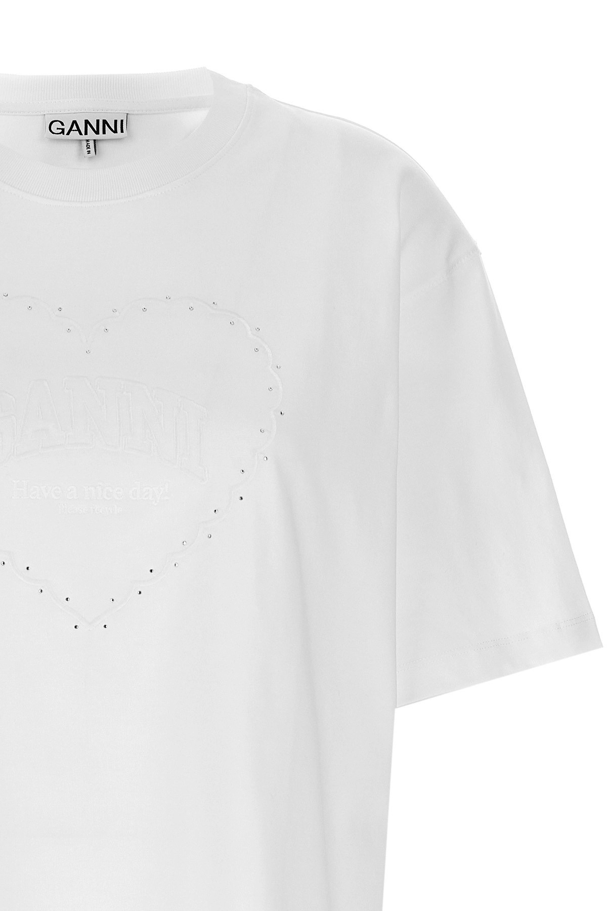 Rhinestone logo embroidery T-shirt - 4